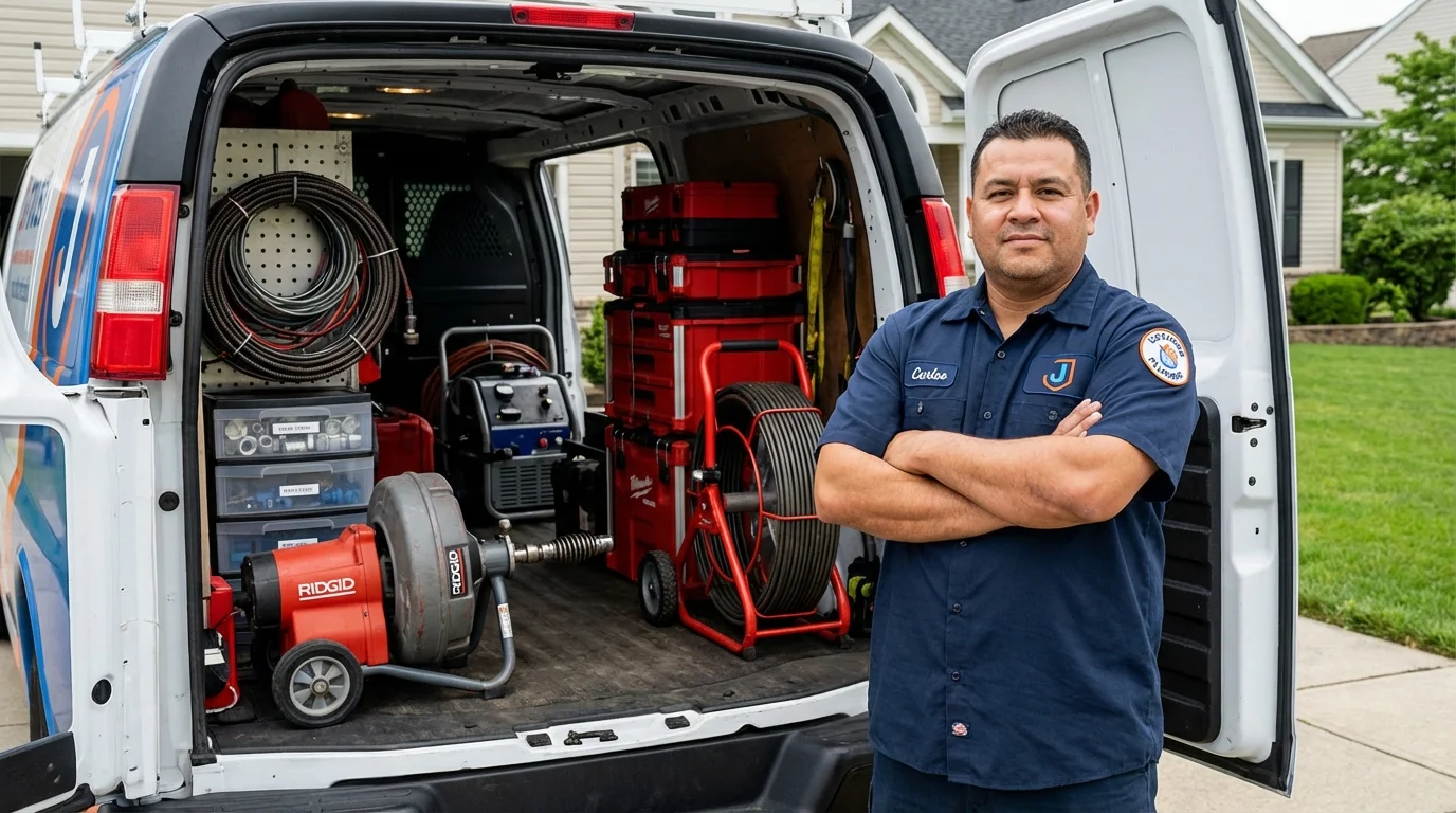 Professional drain cleaning equipment and Johns Plumbing LLC plumber in Crooks