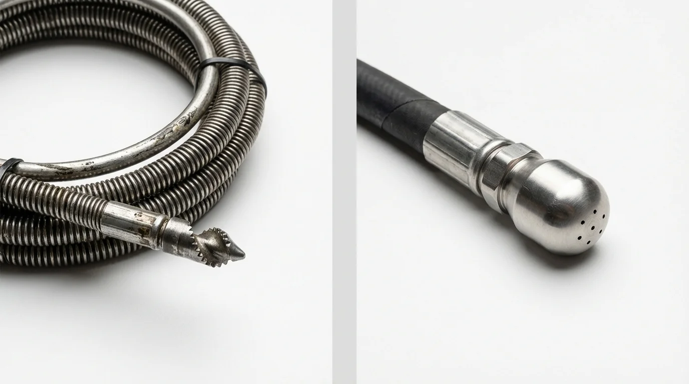 Drain snake cable and hydro jetting nozzle used for drain cleaning in Crooks, SD