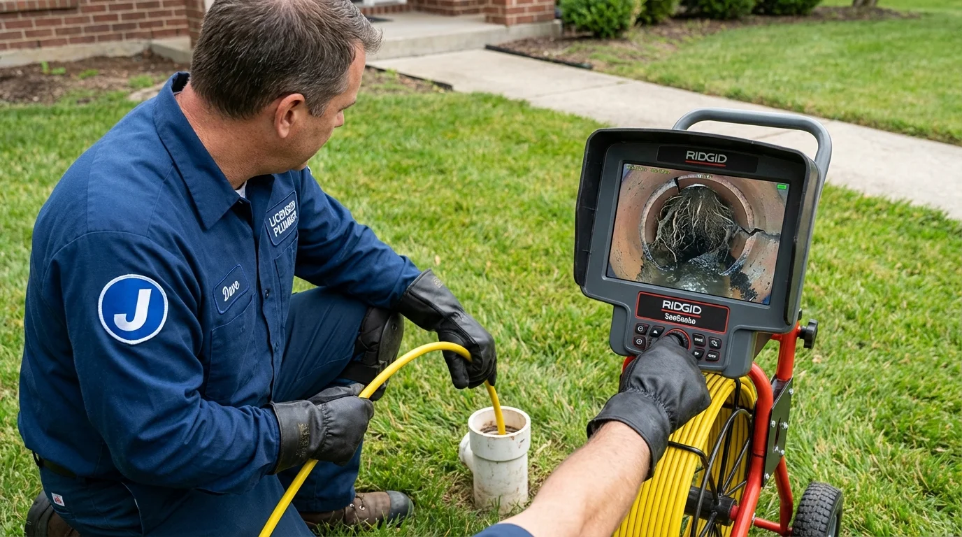 Sewer camera inspection being performed by Johns Plumbing LLC in Crooks